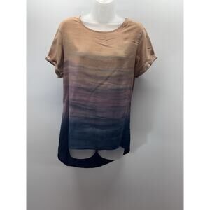 Moon & Sky Tie Dye Boho Top Blouse High Low Pink Brown Women’s Size XS